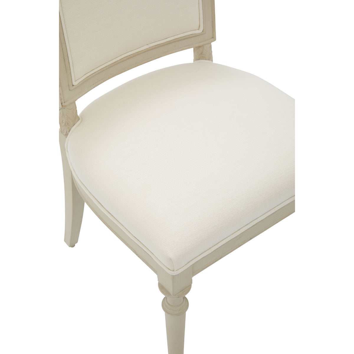 Dining chair with a carved birch frame, openwork back and upholstered seat