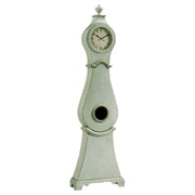Extra-tall slender Mora floor clock in Gustavian green