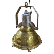 Salvaged medium brass and aluminum marine hanging light