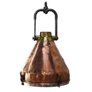 Salvaged copper marine deck hanging light