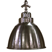 Salvaged aluminum marine light with distressed shade and short neck