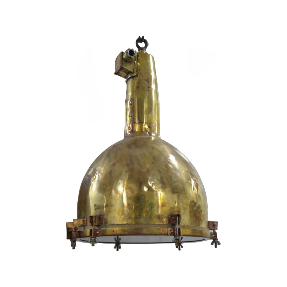 Salvaged longneck brass marine hanging light