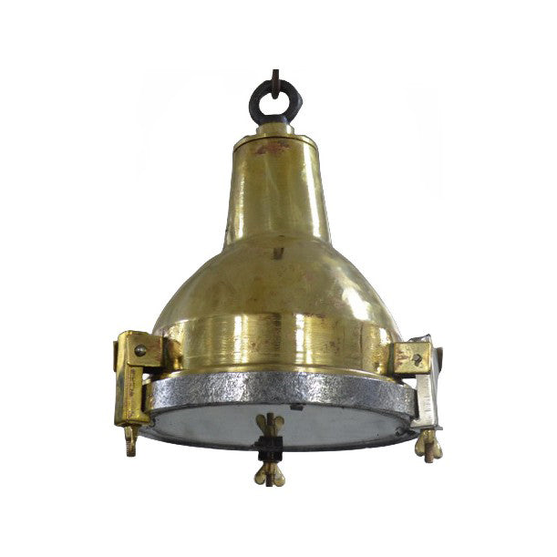 Small salvaged brass and aluminum marine hanging light