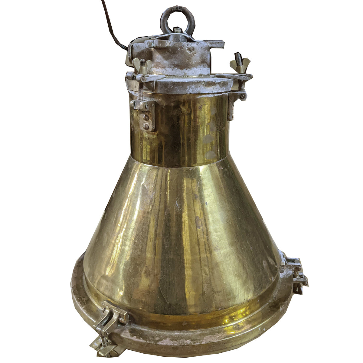 Salvaged solid brass marine hanging light