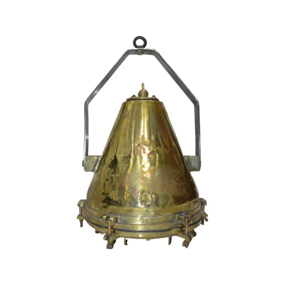 Salvaged brass marine deck hanging light