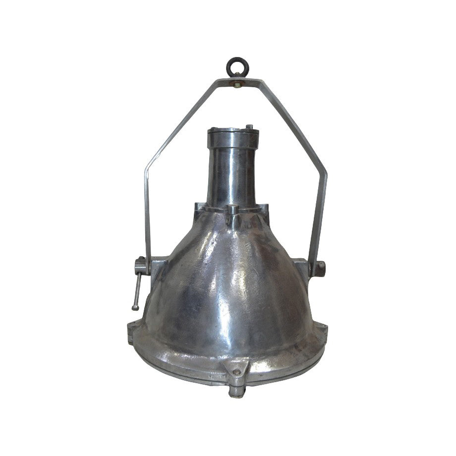 Salvaged utilitarian aluminum marine hanging light