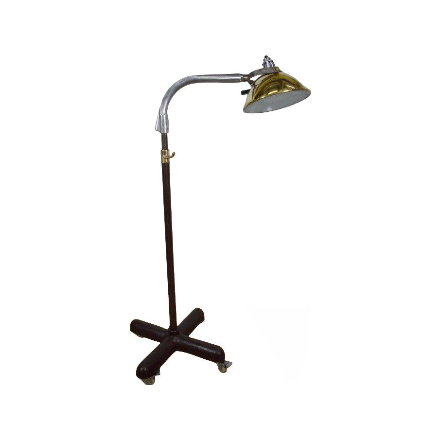 Vintage salvaged dentist light with tall adjustable stand
