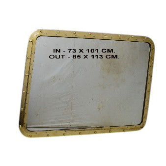 Mirror set in a salvaged brass ship porthole with patina