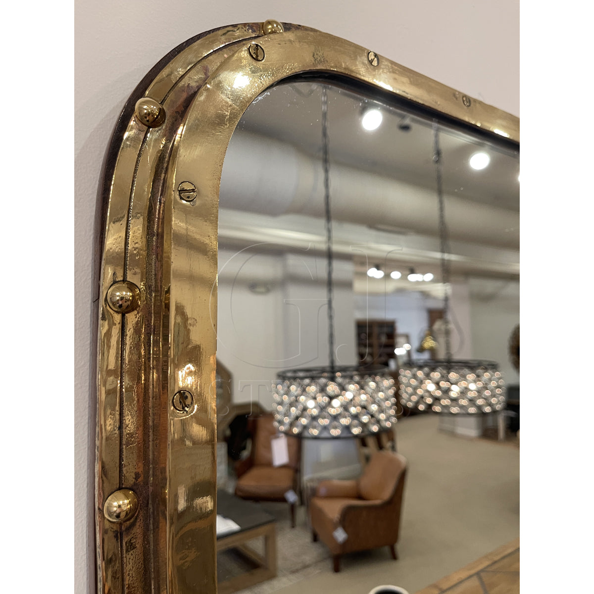 Large Brass Porthole Mirror
