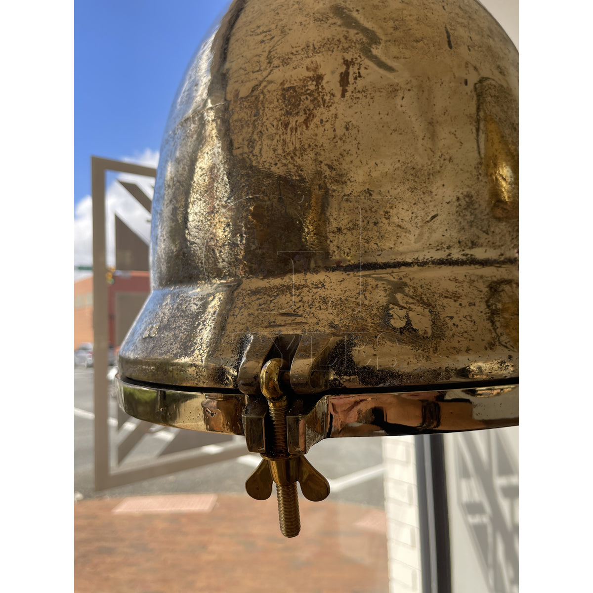 Salvaged cast brass marine hanging light