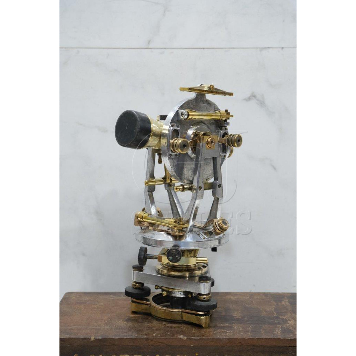 Salvaged aluminum and brass maritime instrument with patina