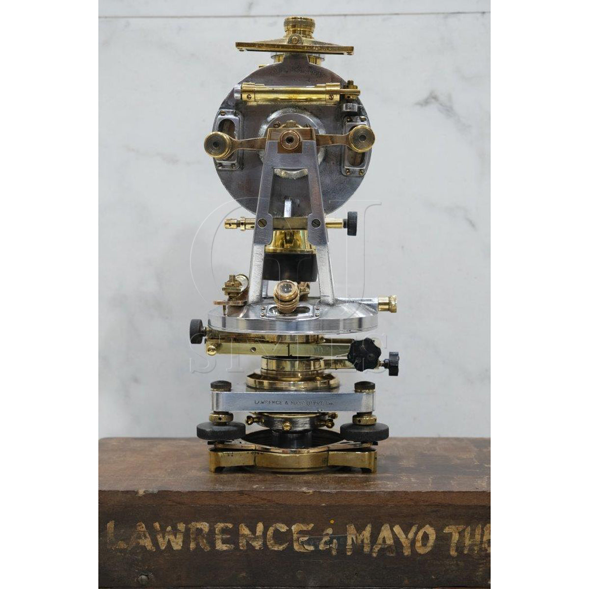 Salvaged aluminum and brass maritime instrument with patina