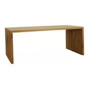 Solid oak honey-finish coffee table with slab top on panel legs