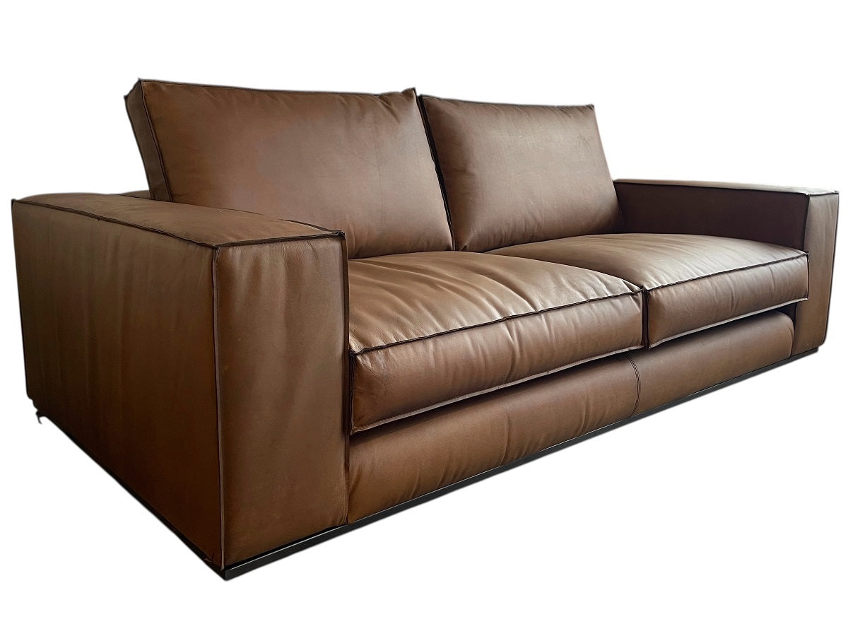 Sienna Sofa, Small in Matte Brown Leather