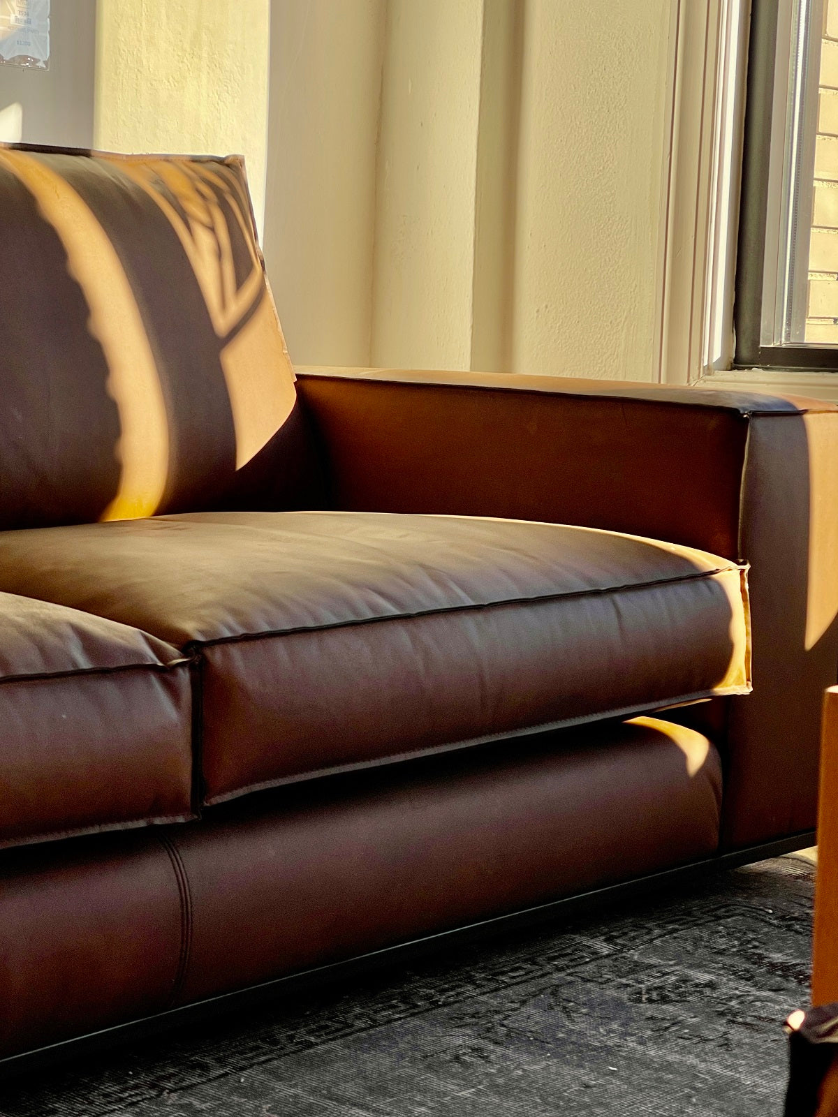 Sienna Sofa, Small in Matte Brown Leather