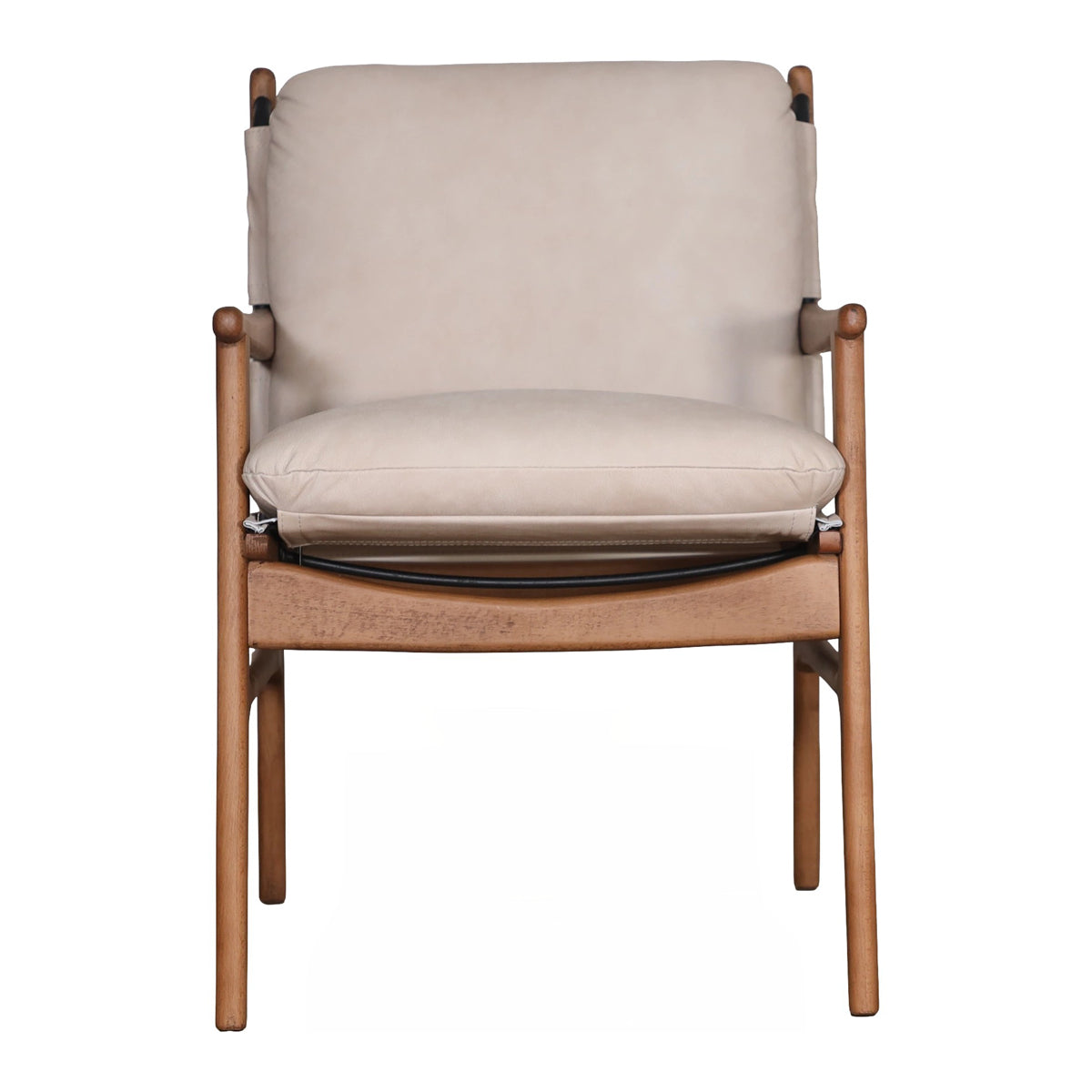 Dining arm chair with a birch frame and beige upholstery