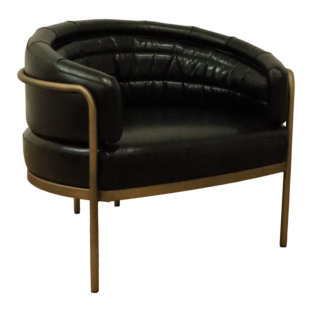 Amelie Club Chair Black Leather/ Gold