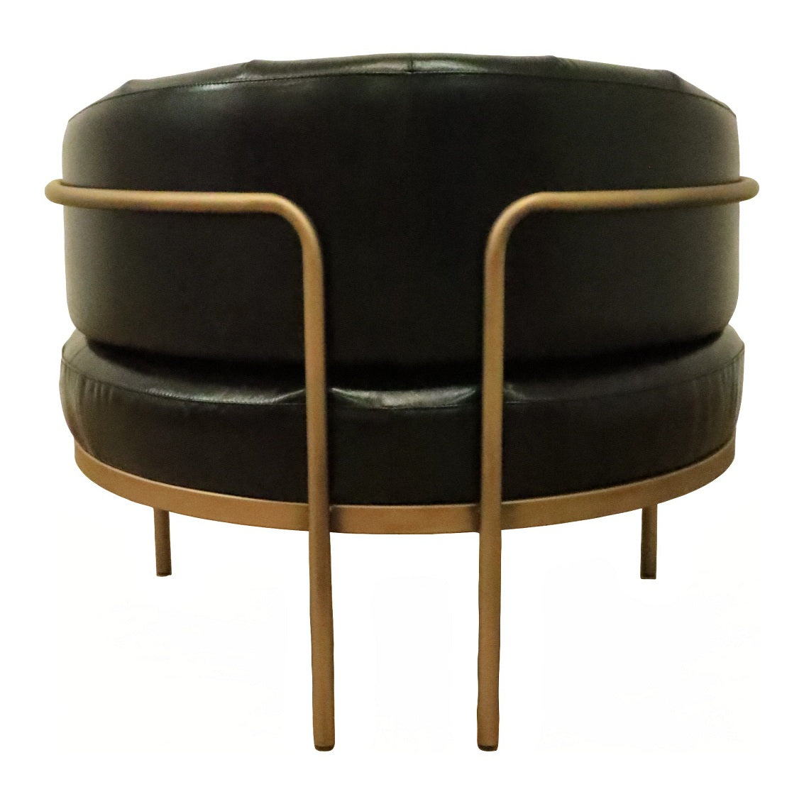 Amelie Club Chair in Black Leather with Gold Detail
