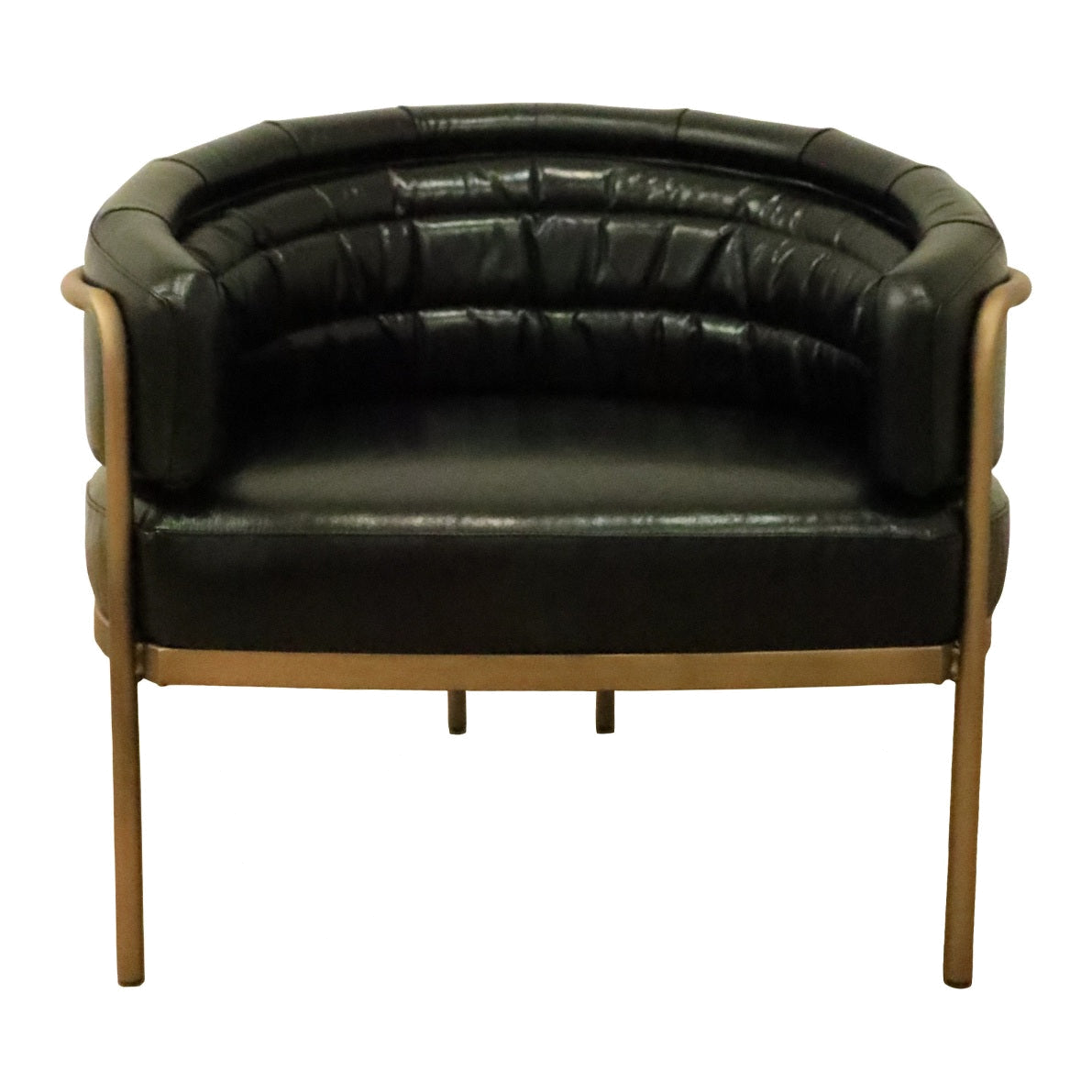 Amelie Club Chair Black Leather/ Gold