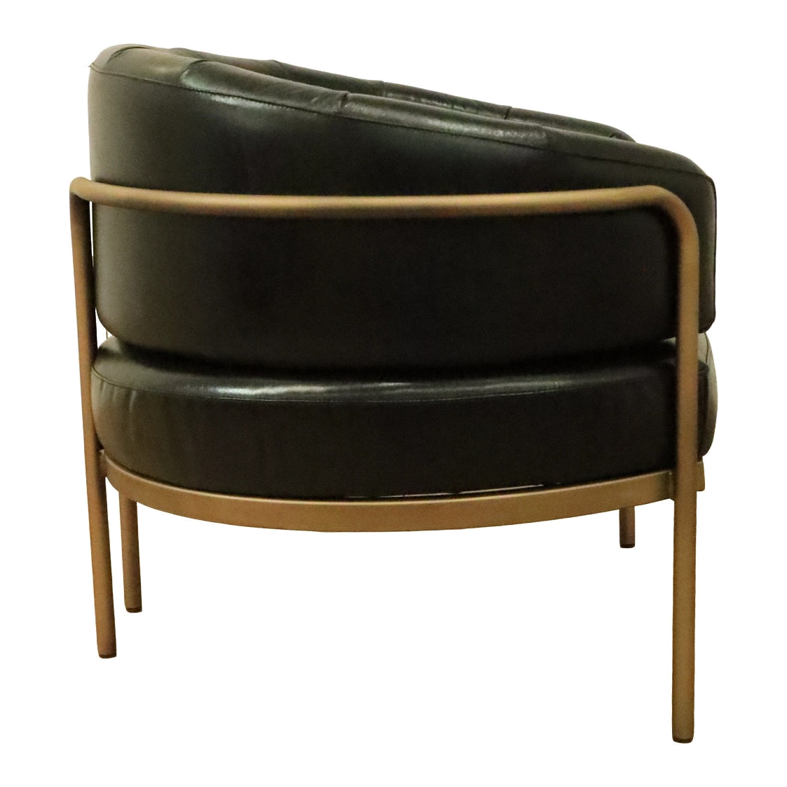 Amelie Club Chair Black Leather/ Gold