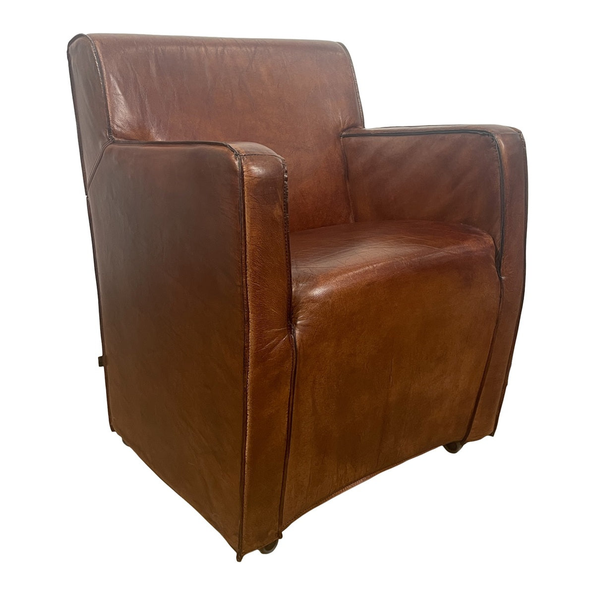 Bock Chair with Light Brown Leather Arms
