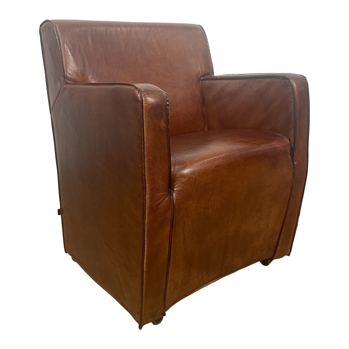 Bock Chair w/ Light Brown Leather Arms