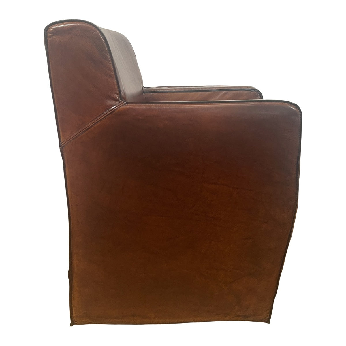 Bock Chair with Light Brown Leather Arms