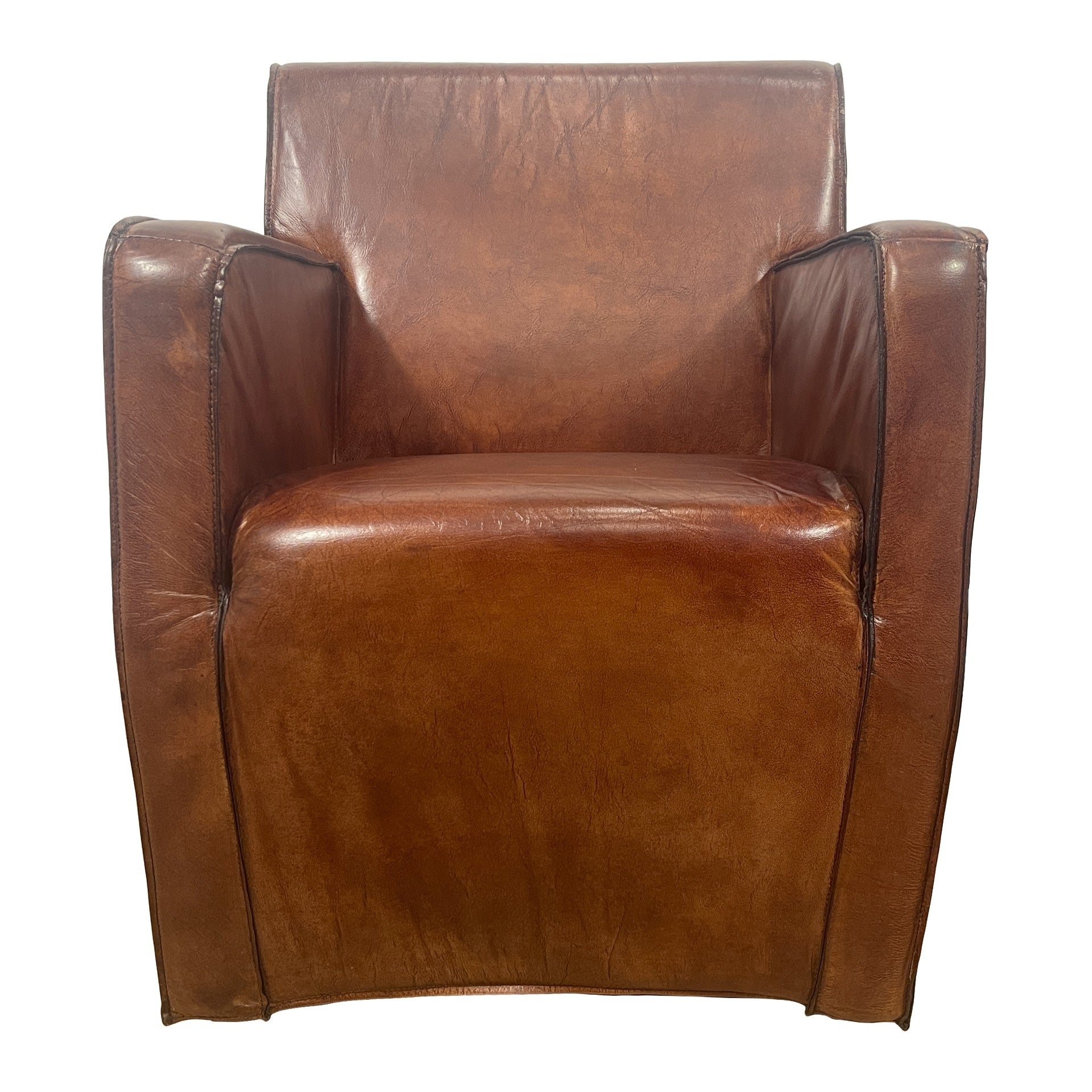 Bock Chair with Light Brown Leather Arms