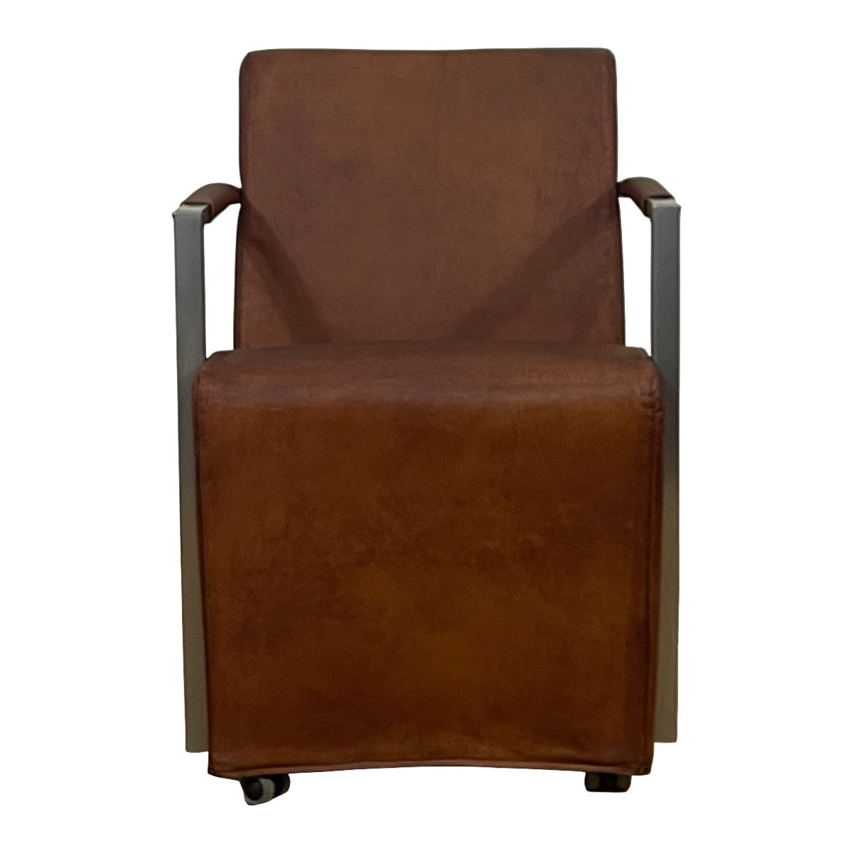 Bock Chair with Metal Arms in Light Brown Leather
