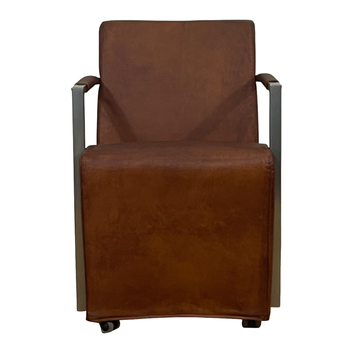 Bock Chair Metal Arms Lt Brown Leather