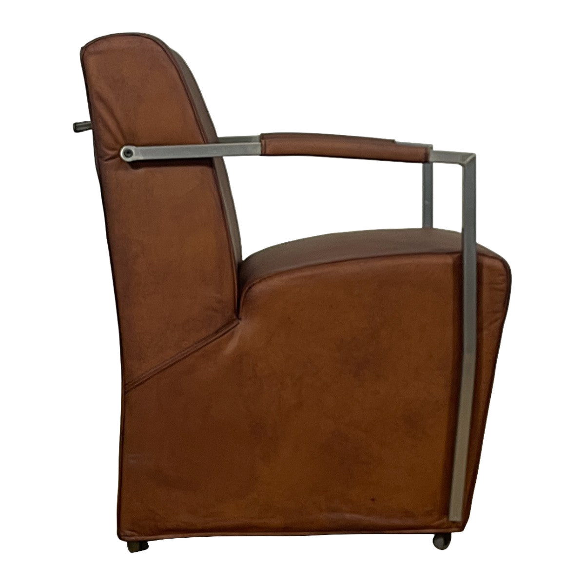Bock Chair Metal Arms Lt Brown Leather