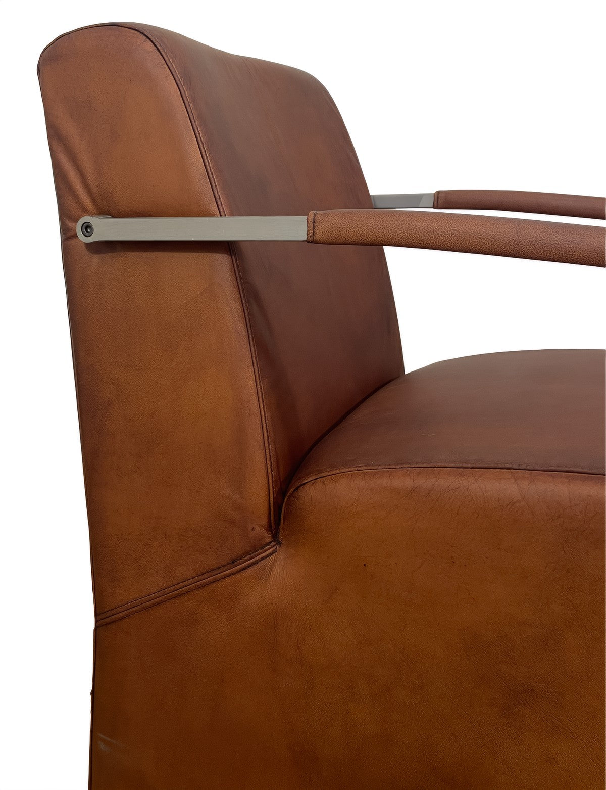 Bock Chair with Metal Arms in Light Brown Leather