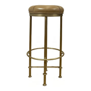 Barstool in camel leather with an old gold metal frame