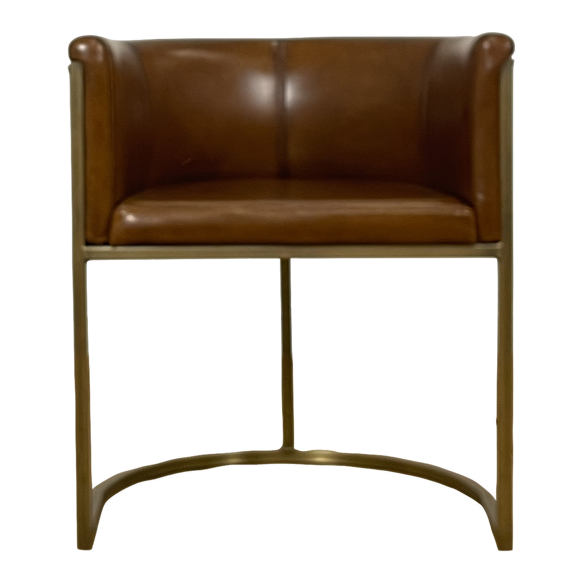 Enrique Brown Leather Armchair Brass