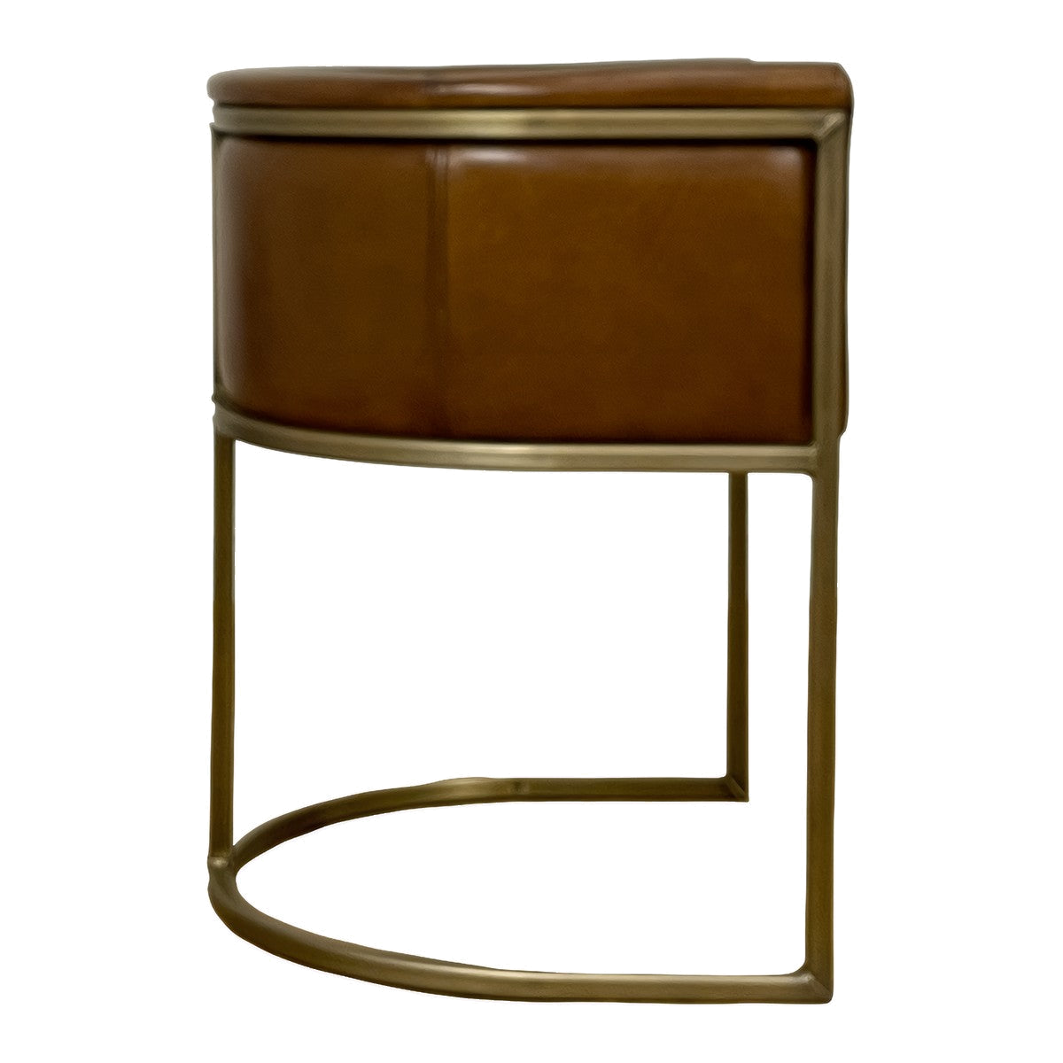 Enrique Brown Leather Armchair Brass