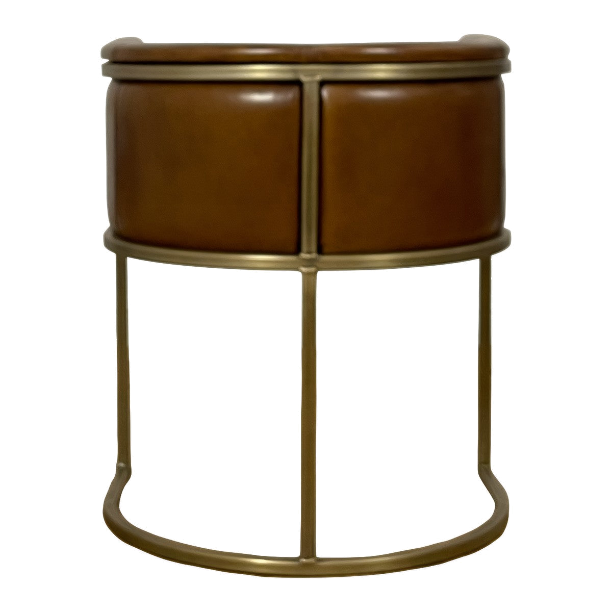 Enrique Brown Leather Armchair Brass