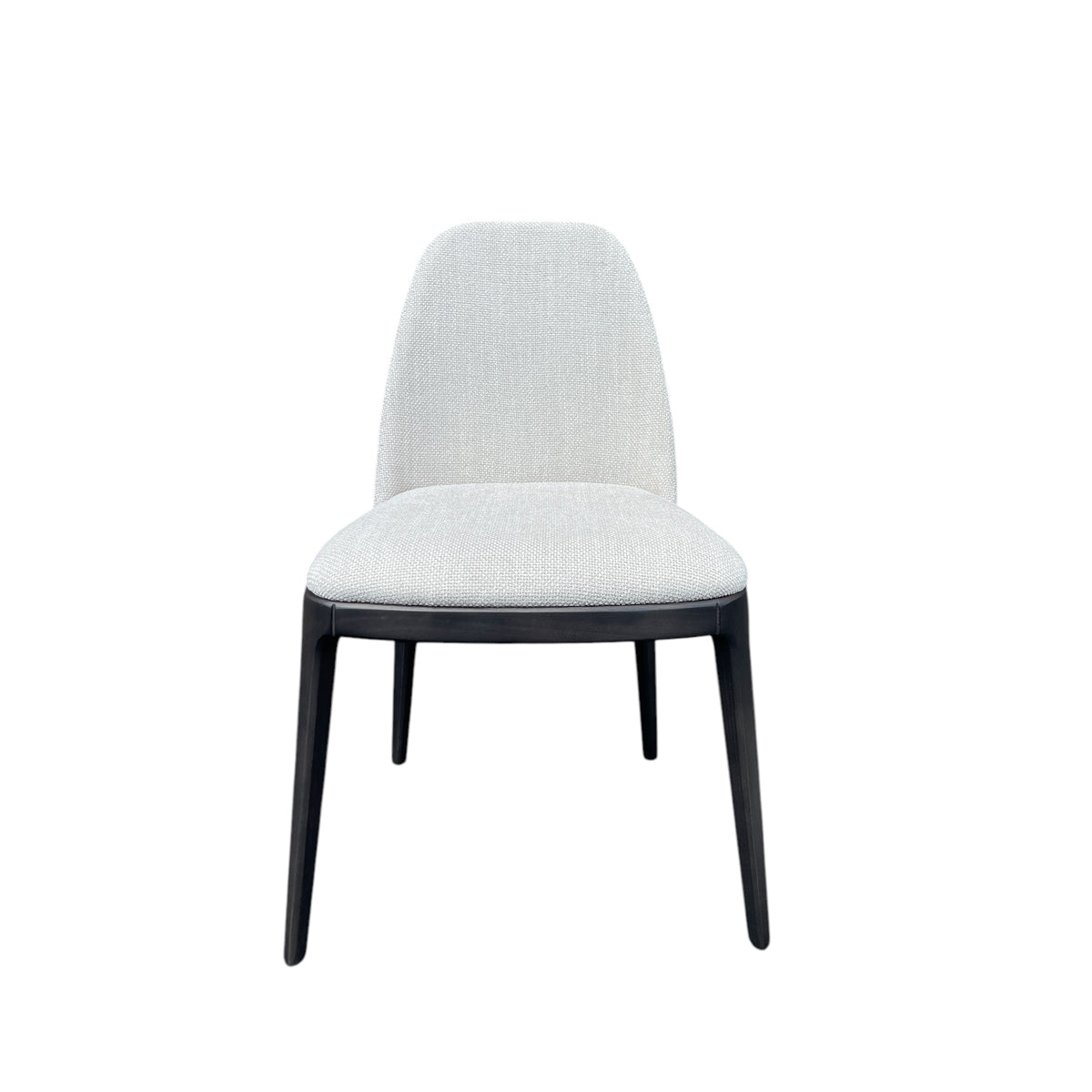 Compact side chair in natural upholstery on a birch frame
