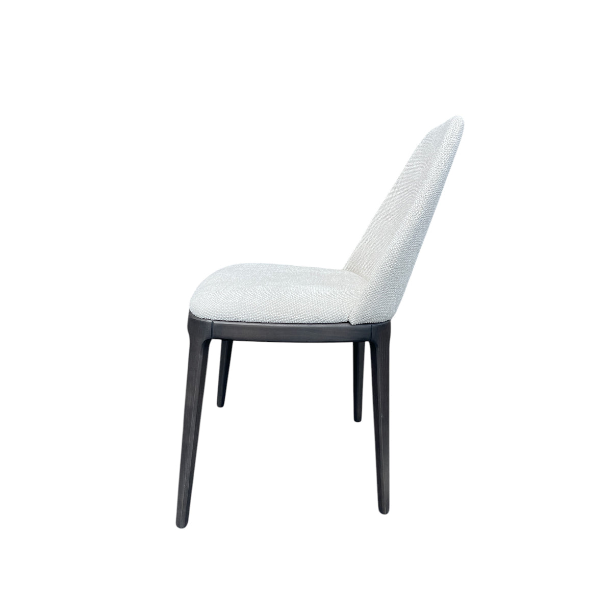 Compact side chair in natural upholstery on a birch frame