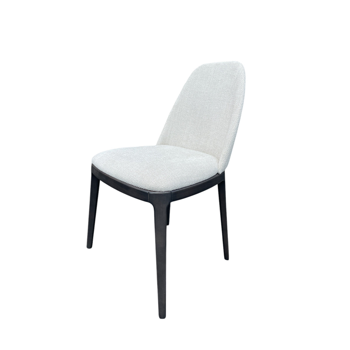 Compact side chair in natural upholstery on a birch frame