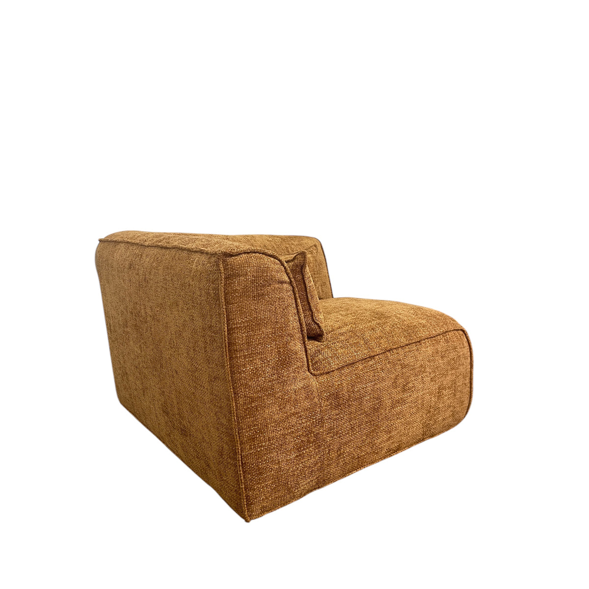 Sussex corner sofa section in textured Renegade Mustard fabric with curved corners