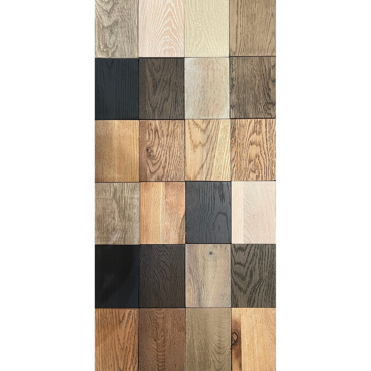 Oak dining table with chestnut detailing on a rectilinear base