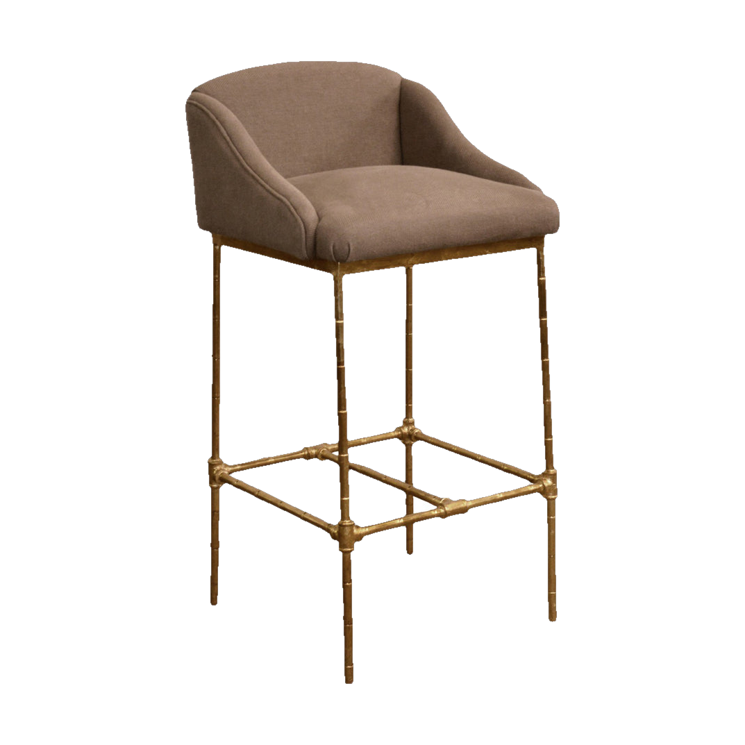 Agar Barstool with Taupe Linen Seat
