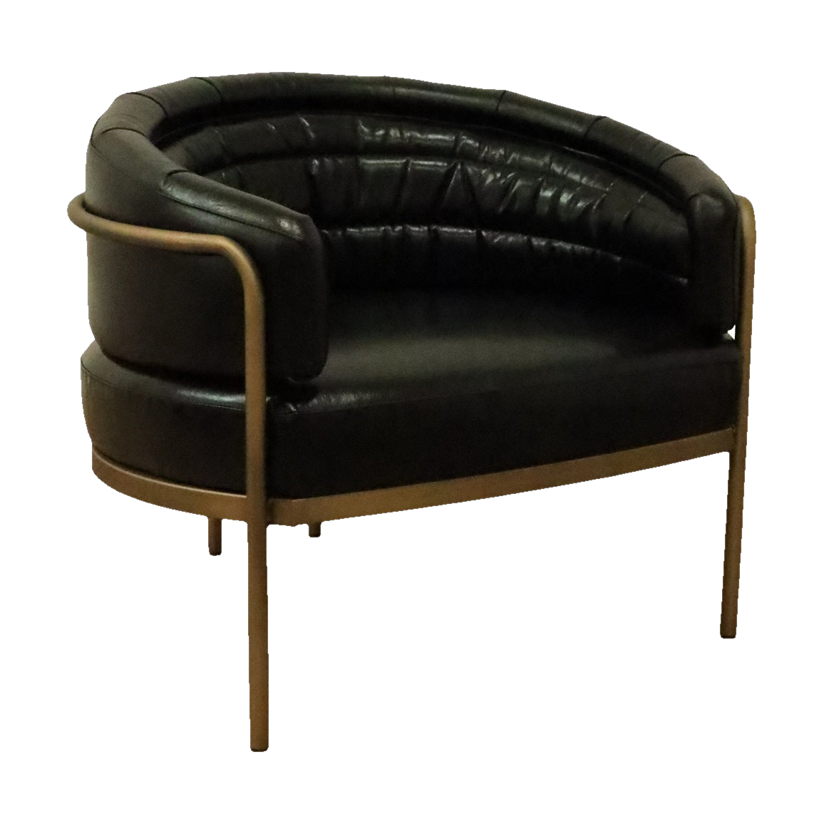 Amelie Club Chair Black Leather/ Gold