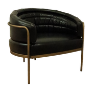 Amelie Club Chair Black Leather/ Gold
