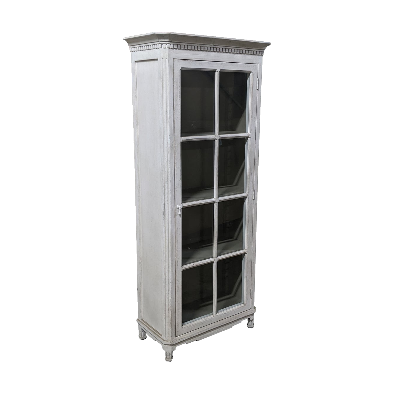 Antique White Cabinet with Glass Doors