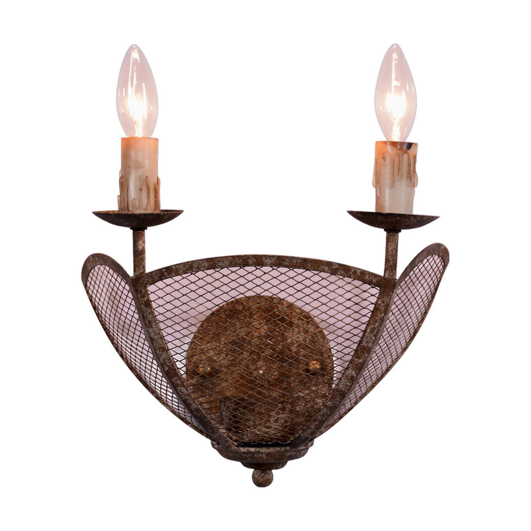 Arez Double Wall Sconce in Antique Rust
