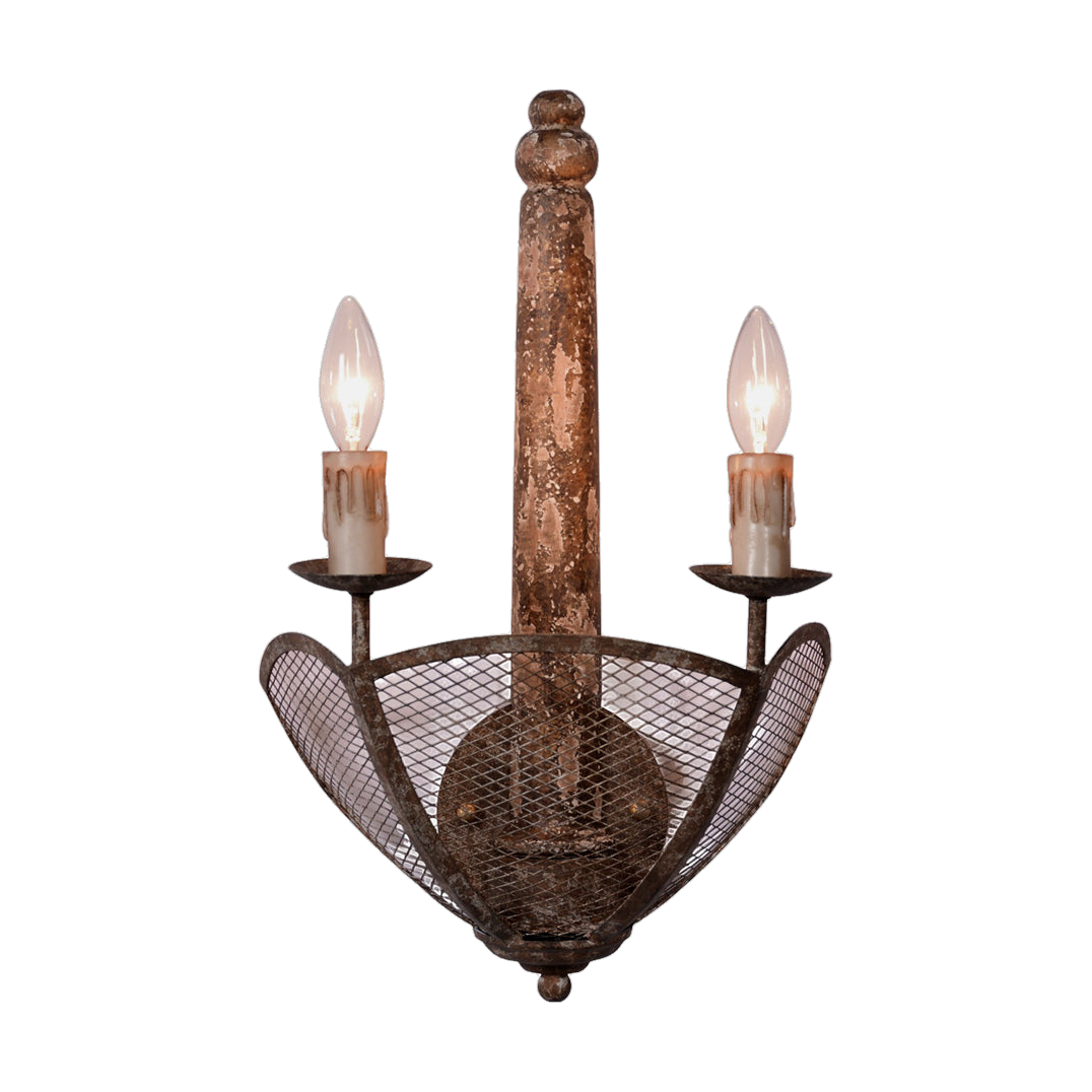 Arez Mesh Wall Lantern in Antique Rust
