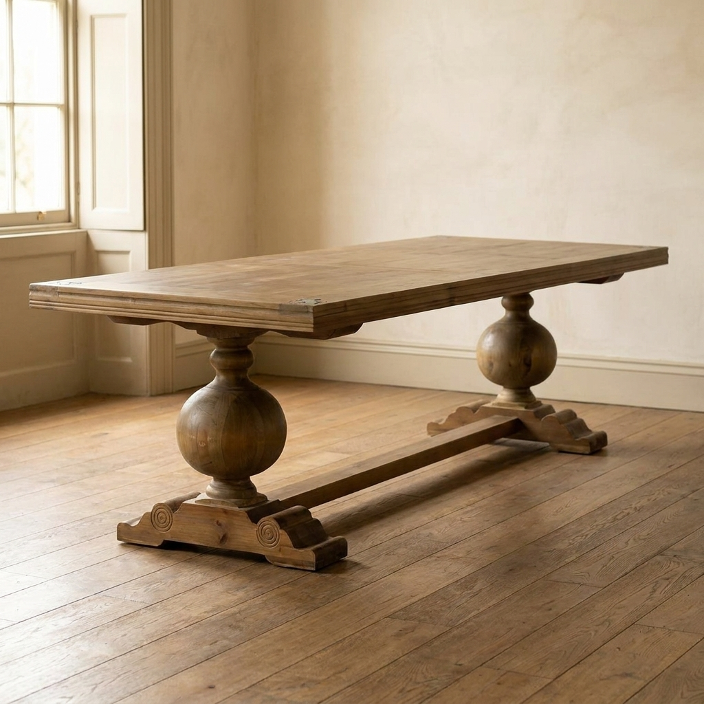 Lifestyle scene featuring Ball Leg Dining Table Metal Inlay Corner. AI-generated supplementary image; refer to primary product photos for color and material accuracy.