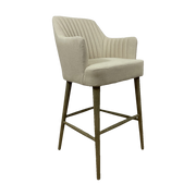 Bar Stool with Arms in Ecru Linen