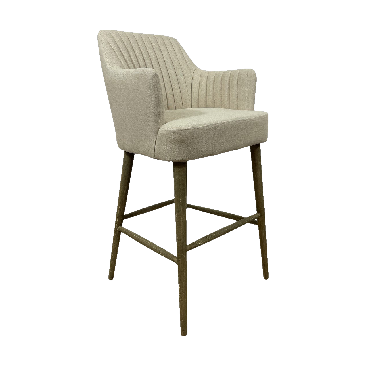 Bar Stool with Arms in Ecru Linen